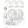 imageEZVALO Puck Lights with Remote14 Colors RGB Under Cabinet Lighting1200mAh Rechargeable Display LightsLED Under Cabinet Lighs for KitchenWireless Tap Lights for ShelfCounterCloset6 PacksWhite