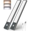 imageEZVALO Under Cabinet Lighting 80 LED Motion Sensor Lights Indoor with 3 Color Temps 1900mAh Rechargeable Under Cabinet Lights Wireless Dimmable Under Counter Lights for Kitchen Closet 2 PackSpace Gray