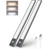 imageEZVALO Under Cabinet Lighting 80 LED Motion Sensor Lights Indoor with 3 Color Temps 1900mAh Rechargeable Under Cabinet Lights Wireless Dimmable Under Counter Lights for Kitchen Closet 2 PackSpace Gray