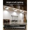 imageEZVALO Under Cabinet Lighting Rechargeable Battery Operated Puck Lights with Remote 3 Color Temps ampamp12 RGB LED Motion Sensor Lights Indoor Dimmable Magnetic Under Counter Lights for Kitchen 6 PackWhite