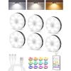 imageEZVALO Under Cabinet Lighting Rechargeable Battery Operated Puck Lights with Remote 3 Color Temps ampamp12 RGB LED Motion Sensor Lights Indoor Dimmable Magnetic Under Counter Lights for Kitchen 6 PackBlack