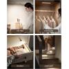 imageEZVALO Under Cabinet Lighting98LED Motion Sensor Light Indoor 3 Color Temps1900mAh Rechargeable Closet Lights Wireless Dimmer Battery Powered Operated Lights for BedroomWardrobeStairs 2 PackGolden