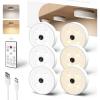 imageEZVALO Puck Lights with Remote 6Pack Rechargeable 1200mAh Motion Sensor Under Cabinet Lights 2 Color Temps LED Closet Lights Group Control Dimmable Under Counter Lights for Kitchen Bedroom6 Pack