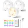 imageEZVALO Puck Lights with Remote14 Colors RGB Under Cabinet Lighting1200mAh Rechargeable Display LightsLED Under Cabinet Lighs for KitchenWireless Tap Lights for ShelfCounterCloset6 PacksWhite