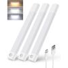 imageEZVALO Closet Lights 30 LED Rechargeable Under Cabinet Lighting Wireless 3 Color Temps Under Cabinet Lights Dimmer Motion Sensor Light Indoor for Pantry Kitchen Bedroom Woadrobe 3 PcsWhite