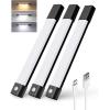 imageEZVALO Closet Lights 30 LED Rechargeable Under Cabinet Lighting Wireless 3 Color Temps Under Cabinet Lights Dimmer Motion Sensor Light Indoor for Pantry Kitchen Bedroom Woadrobe 3 PcsBlack