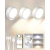 imageEZVALO LED Wall Mounted Lights 5500mAh Rechargeable Wall Sconces Lamp 3 Color Temps ampamp Remote and Touch Control 360Rotation Dimmable Cordless Wall Light for Bedroom Reading Study Bedside 3 PackWhite