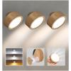 imageEZVALO LED Wall Mounted Lights 5500mAh Rechargeable Wall Sconces Lamp 3 Color Temps ampamp Remote and Touch Control 360Rotation Dimmable Cordless Wall Light for Bedroom Reading Study Bedside 3 PackWood