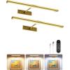 imageEZVALO Picture Light for Wall 4800mAh Rechargeable Wireless Remote Battery Lights for Painting 16In Dimmable Magnetic LED Art Display Light Colors Temperatures for Gallery Living RoomHallwayGold