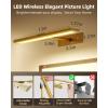 imageEZVALO Picture Light for Wall 4800mAh Rechargeable Wireless Remote Battery Lights for Painting 16In Dimmable Magnetic LED Art Display Light Colors Temperatures for Gallery Living RoomHallwayGold