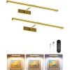 imageEZVALO Picture Light for Wall 4800mAh Rechargeable Wireless Remote Battery Lights for Painting 16In Dimmable Magnetic LED Art Display Light Colors Temperatures for Gallery Living RoomHallwayGold