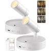 imageEZVALO Spot Lights Indoor5500mAh Rechargeable Plants Spotlights with RemoteWireless Mini Art Accent Spot Lights with TimerDimmable 3CCT Uplights Indoor 2PackBlack2PackWhite