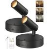 imageEZVALO Spotlights Indoor with Remote5500mAh Rechargeable Plant Spotlight Indoor Wireless LED Uplighting with TimerDimmable 3CCT Picture Lights for PaintingArtworkAccent Lighting2PackBlackBlack