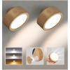 imageEZVALO LED Wall Mounted Lights 5500mAh Rechargeable Wall Sconces Lamp 3 Color Temps ampamp Remote and Touch Control 360Rotation Dimmable Cordless Wall Light for Bedroom Reading Study Bedside 3 PackWood