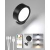 imageEZVALO LED Wall Mounted Lights 5500mAh Rechargeable Wall Sconces Lamp 3 Color Temps ampamp Remote and Touch Control 360Rotation Dimmable Cordless Wall Light for Bedroom Reading Study Bedside 3 PackBlack