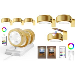imageEZVALO Picture Lights for Wall 2000mAh Rechargeable Battery Magnetic Poster Lights 6 Pack with Charging Station ampamp 3 Pack