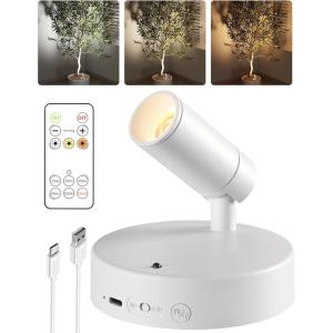 imageEZVALO Spotlights Indoor with Remote5500mAh Rechargeable Plant Spotlight Indoor Wireless LED Uplighting with TimerDimmable 3CCT Picture Lights for PaintingArtworkAccent Lighting2PackBlackWhite