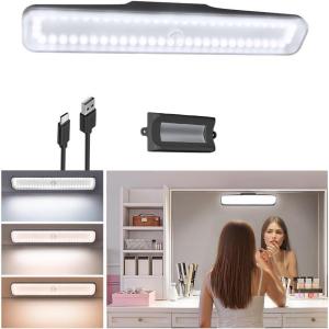 imageEZVALO 2 Pack Wireless Vanity Lights for Mirror Rechargeable Makeup Light with Stepless Dimming 3 Color Modes Touch Control ampamp Adjustable Angle Cordless Bathroom Mirror Light Gift for WomenBlack