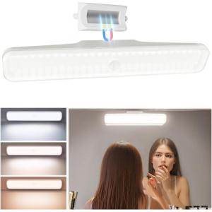 imageEZVALO 2 Pack Wireless Vanity Lights for Mirror Rechargeable Makeup Light with Stepless Dimming 3 Color Modes Touch Control ampamp Adjustable Angle Cordless Bathroom Mirror Light Gift for WomenWhite