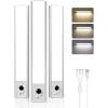 imageEZVALO Under Cabinet Lighting Wireless 80 LED Rechargeable Motion Sensor Light Indoor Under Counter Lights for Kitchen 3 Color Temps Dimmable Closet Lights with Battery Indicator10 inch10 inch  3Pack