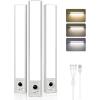 imageEZVALO Under Cabinet Lighting Wireless 80 LED Rechargeable Motion Sensor Light Indoor Under Counter Lights for Kitchen 3 Color Temps Dimmable Closet Lights with Battery Indicator10 inch12 inch  3Pack