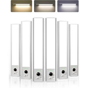 imageEZVALO Under Cabinet Lighting Wireless 80 LED Rechargeable Motion Sensor Light Indoor Under Counter Lights for Kitchen 3 Color Temps Dimmable Closet Lights with Battery Indicator10 inch10 inch  6Pack