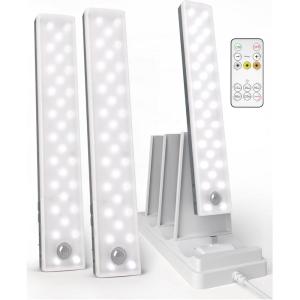 imageEZVALO 6Pack Under Cabinet Lighting with Charging Station 2000mAh Rechargeable Wireless Motion Sensor Lights 3 Color Temps Dimmable Timer Magnetic with Remote Control for Kitchen Closet Stair3Pack with Station