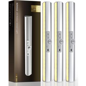 imageEZVALO Motion Sensor Closet Lights 2 Pack Rechargeable LED Lights with Rotatable Sensor GlareFree 3 Color Temps ampamp Dimmable Magnetic Under Cabinet Lighting for Closet Pantry3Pack