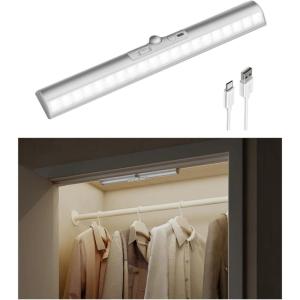 image:imageEZVALO 17Inch LED Motion Sensor Closet Light Rechargeable 3600mAh Battery 150 Lumens NoGlare Curved 3 Color Temperatures amp Dimmable Cabinet Light for Wardrobes amp Shelves15inch