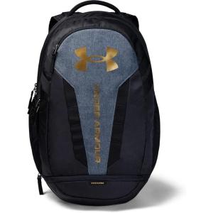 imageUnder Armour Unisex Hustle 50 Backpack004 Black  Black Medium Heather  Metallic Gold Luster