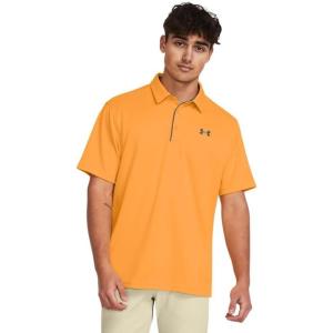 imageUnder Armour Mens Tech Golf Polo803 Nova Orange   Pitch Gray