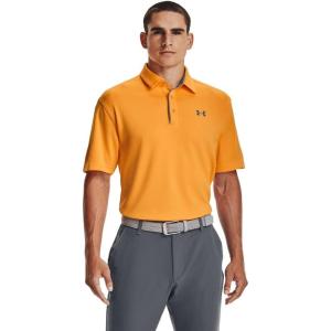 imageUnder Armour Mens Tech Golf PoloOmega Orange 857Pitch Gray