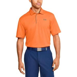 imageUnder Armour Mens Tech Golf PoloOrange Spark 841Pitch Gray