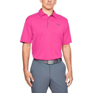 imageUnder Armour Mens Tech Golf PoloPink Surge 687Pitch Gray