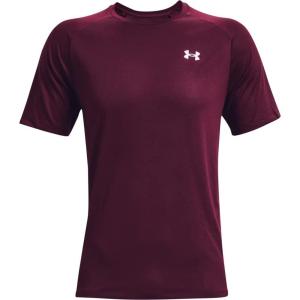 imageUnder Armour Mens Tech 20 VNeck ShortSleeve TShirtDark Maroon 602White