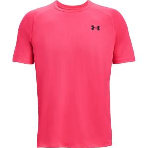 imageUnder Armour Mens Tech 20 VNeck ShortSleeve TShirtPink Shock 684Black