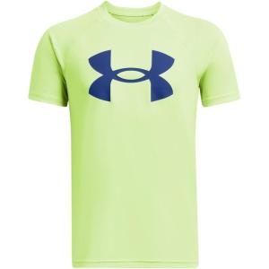 imageUnder Armour Boys Logo Short Sleeve Tee Shirt304 Morph Green   Tech Blue