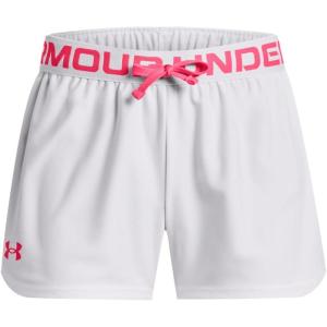 imageUnder Armour Girls Play Up Solid Shorts100 White  Pink Shock  Pink Shock
