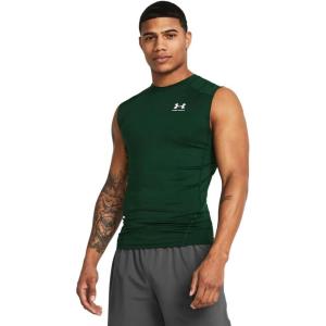 imageUnder Armour Mens HeatGear Compression Sleeveless TShirt301 Forest Green   White