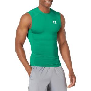 imageUnder Armour Mens HeatGear Compression Sleeveless TShirt305 Team Kelly Green   White