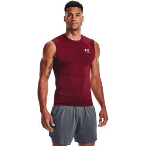 imageUnder Armour Mens HeatGear Compression Sleeveless TShirtCardinal 625White