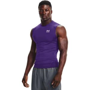 imageUnder Armour Mens HeatGear Compression Sleeveless TShirtPurple 500White