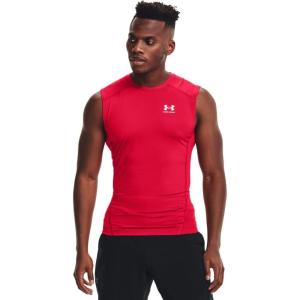 imageUnder Armour Mens HeatGear Compression Sleeveless TShirtRed 600White