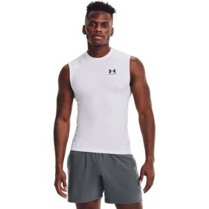 imageUnder Armour Mens HeatGear Compression Sleeveless TShirtWhite 100Black