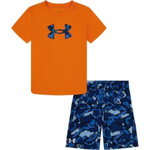 imageUnder Armour Boys Short Sleeve Tee and Short Set Lightweight and BreathableAtomic OrangeBlue Camo