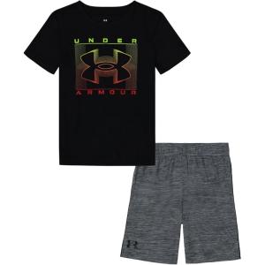 imageUnder Armour Boys Short Sleeve Tee and Short Set Lightweight and BreathableBlack GradientGray Twist