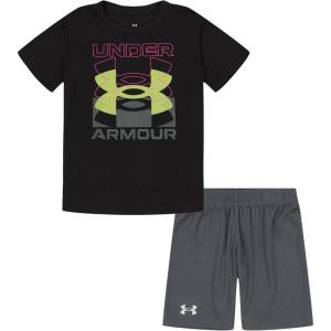 imageUnder Armour Boys Short Sleeve Tee and Short Set Lightweight and BreathableBlack Infinite
