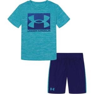 imageUnder Armour Boys Short Sleeve Tee and Short Set Lightweight and BreathableBlue Surf Dropback