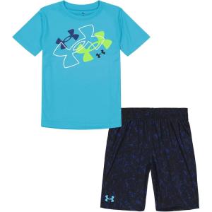 imageUnder Armour Boys Short Sleeve Tee and Short Set Lightweight and BreathableBlue Surf Tipped