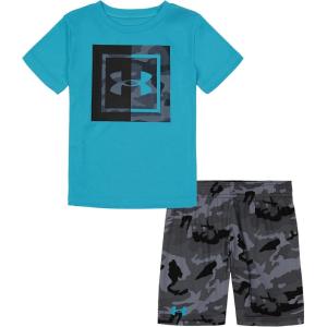 imageUnder Armour Boys Short Sleeve Tee and Short Set Lightweight and BreathableBlue Surf Woodland